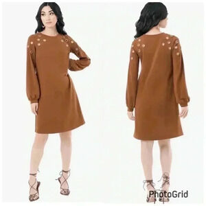 Pantora Women's Diane Grommet Mini Dress in brown. Size XS. NWT